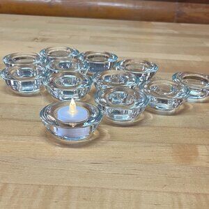 Lot of 12 IKEA Clear Glass Votive Tealight Candleholders, 3" x 1.5"